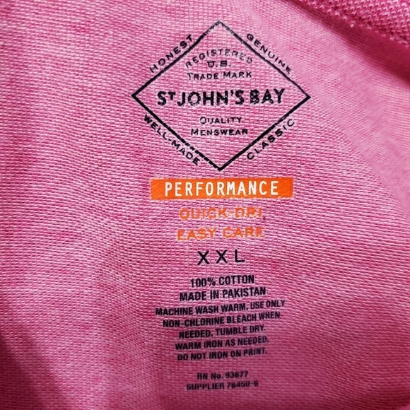 ST. JOHN'S BAY Men's Performance Polo Shirt XXL - Picture 4 of 6
